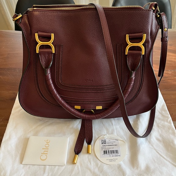 Chloe Handbags - Like new genuine leather Chloe Marcie Medium Burgundy red purple satchel bag
